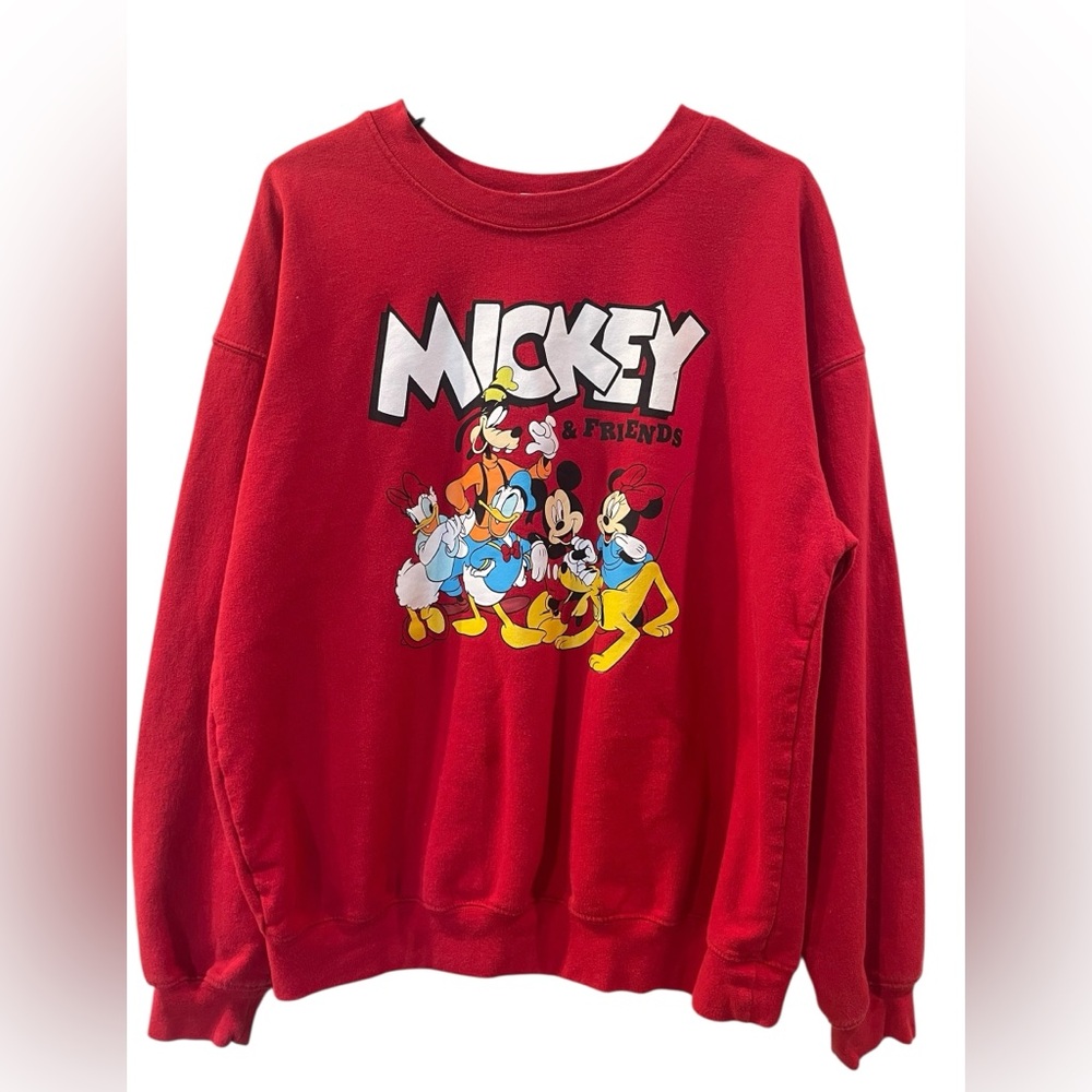 Disney Mickey Mouse Red Graphic Print Pullover Sweatshirt XL